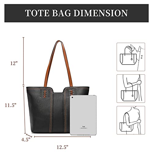 Black Tote Bag for Women with Top Handle