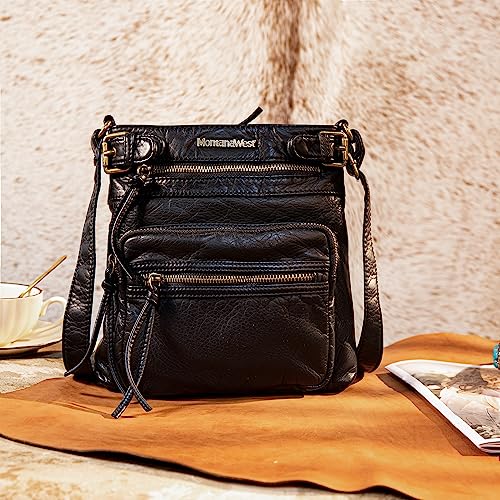 Soft Leather Multi-Pocket Crossbody Purse Handbag by Montana West