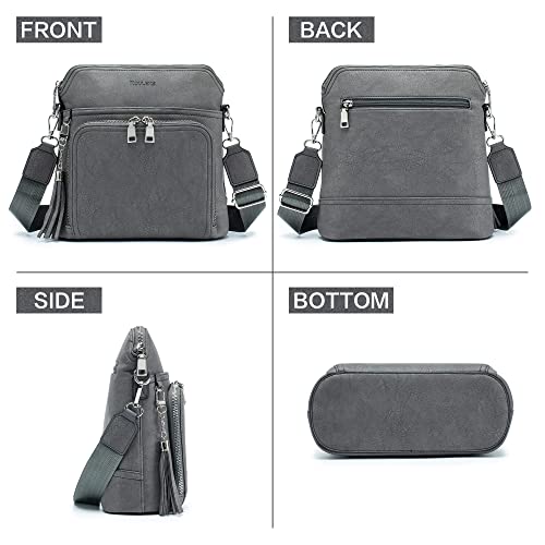 Soft Leather Crossbody Bag with Tassel for Women