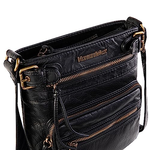 Soft Leather Multi-Pocket Crossbody Purse Handbag by Montana West