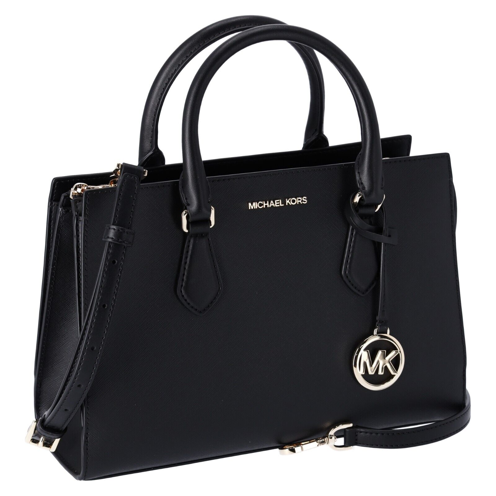 Michael Kors Women's Sheila Satchel Medium, Black/Gold