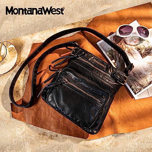 Soft Leather Multi-Pocket Crossbody Purse Handbag by Montana West