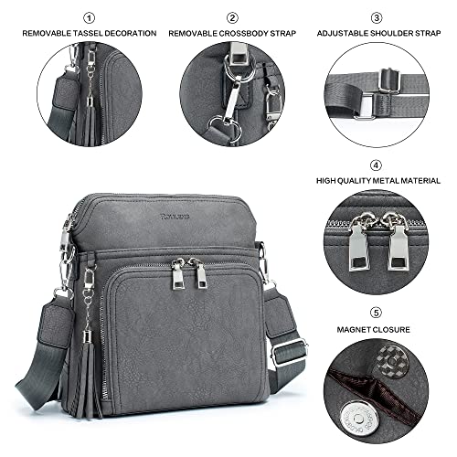 Soft Leather Crossbody Bag with Tassel for Women