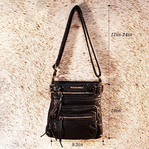 Soft Leather Multi-Pocket Crossbody Purse Handbag by Montana West