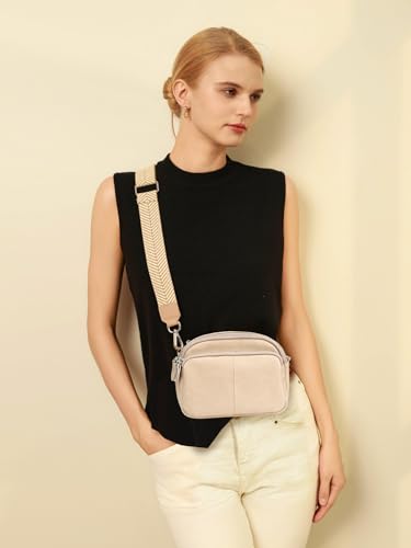 Befen Nude Leather Crossbody Bag: Triple Zip Small