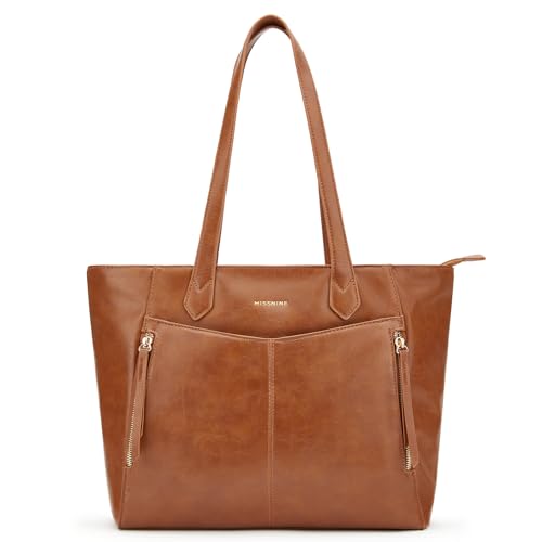 Missnine Women's Leather Tote Bag with Zipper