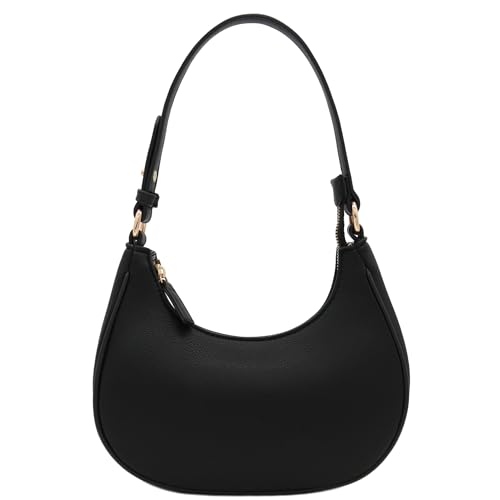 FashionPuzzle Small Black Shoulder Bag Crescent Design