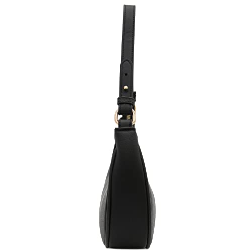 FashionPuzzle Small Black Shoulder Bag Crescent Design
