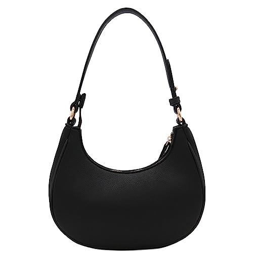 FashionPuzzle Small Black Shoulder Bag Crescent Design