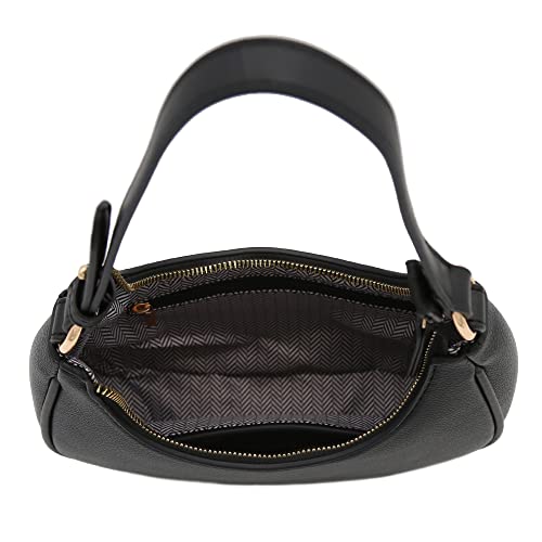 FashionPuzzle Small Black Shoulder Bag Crescent Design