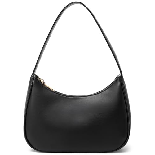 Black Shoulder Hobo Tote Handbag with Zipper Closure