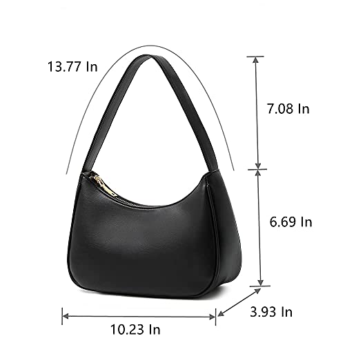 Black Shoulder Hobo Tote Handbag with Zipper Closure