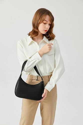 Black Shoulder Hobo Tote Handbag with Zipper Closure