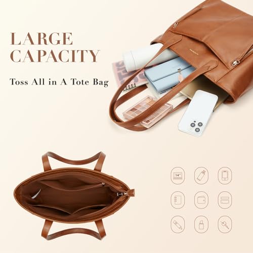 Missnine Women's Leather Tote Bag with Zipper