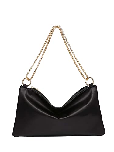 Verdusa Black Satin Evening Shoulder Bag Purse