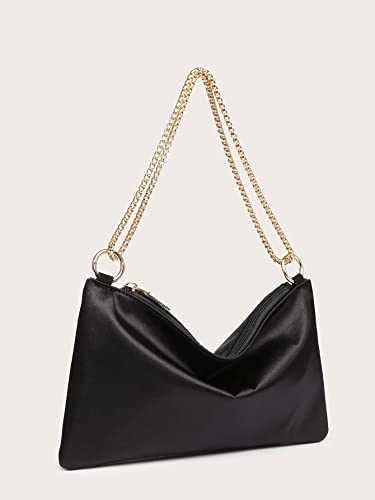 Verdusa Black Satin Evening Shoulder Bag Purse
