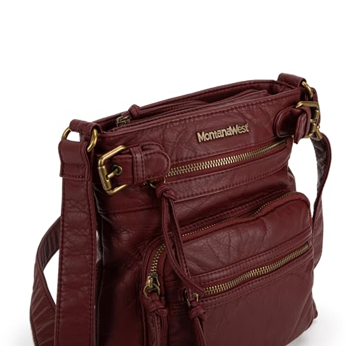 Red Leather Crossbody Bag by Montana West for Women