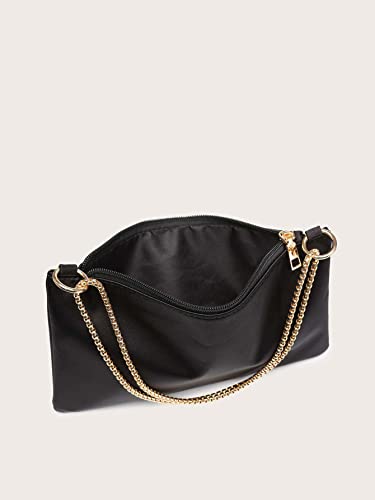 Verdusa Black Satin Evening Shoulder Bag Purse