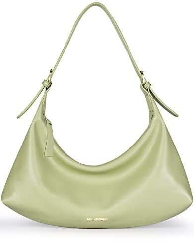 Stylish Green Leather Shoulder Hobo Bag with Clutch