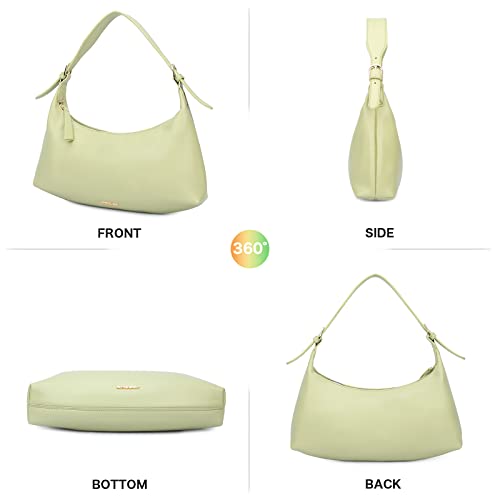 Stylish Green Leather Shoulder Hobo Bag with Clutch