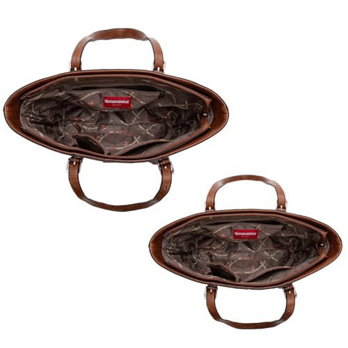 Montana West Vegan Leather Tote Bag Set, Brown