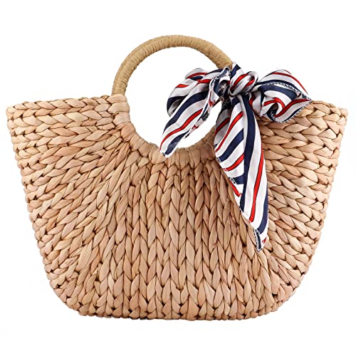 Women's Summer Rattan Hand-woven Top-handle Beach Tote Bag