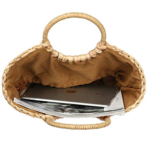 Women's Summer Rattan Hand-woven Top-handle Beach Tote Bag