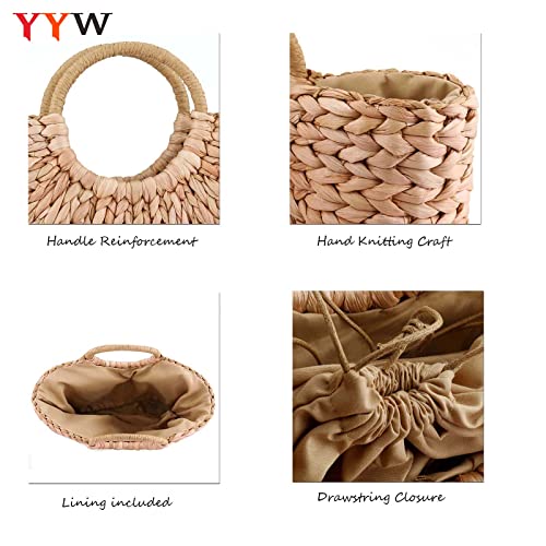 Women's Summer Rattan Hand-woven Top-handle Beach Tote Bag