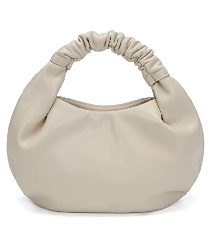 Pettata Chic Small Beige Ruched Handbag for Women