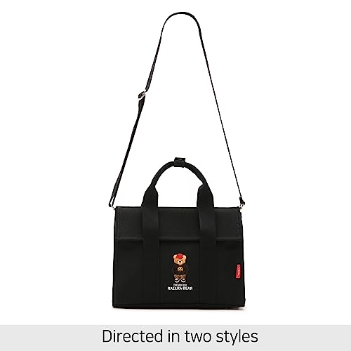 Black canvas flap satchel tote with top handle