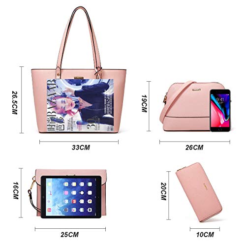 Women's Fashion Handbag Set with Wallet, Tote & Satchel