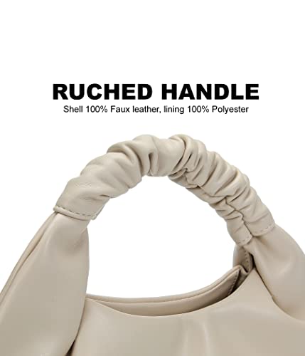 Pettata Chic Small Beige Ruched Handbag for Women