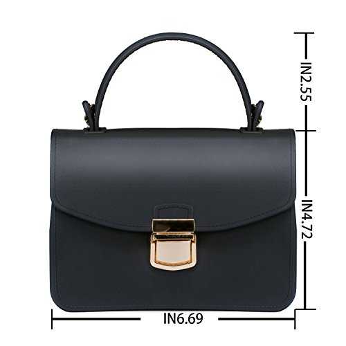 Black Jelly Crossbody Clutch Top Handle Tote Handbag