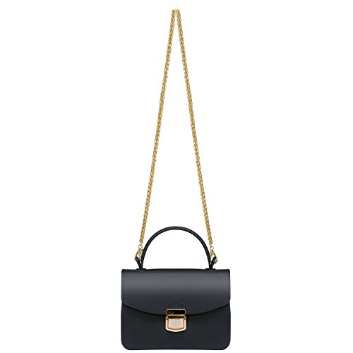 Black Jelly Crossbody Clutch Top Handle Tote Handbag