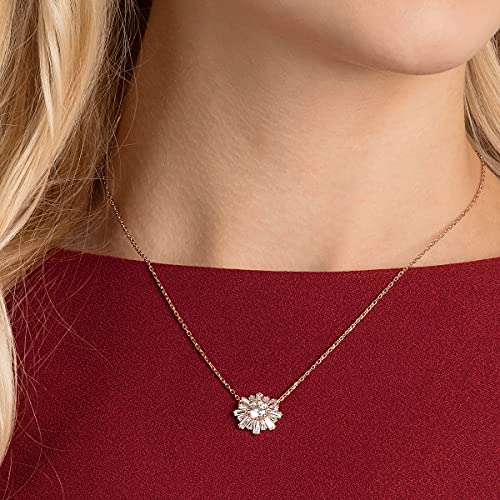 Rose Gold Swarovski Sunshine Pendant Necklace with Clear Crystals