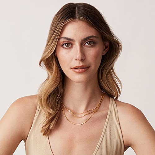 PAVOI 14K Gold Plated Triple Chain Silver Necklace