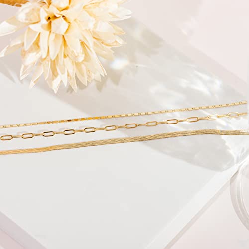 PAVOI 14K Gold Plated Triple Chain Silver Necklace