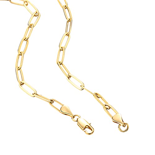 Adjustable Yellow Gold Paperclip Chain Necklace