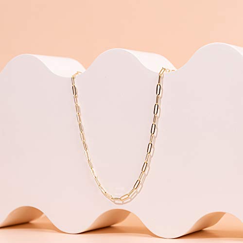 Adjustable Yellow Gold Paperclip Chain Necklace