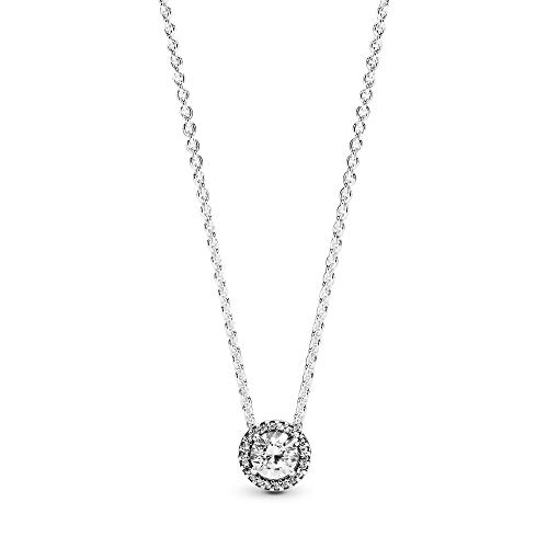 Pandora Round Sparkle Halo Necklace - Sterling Silver