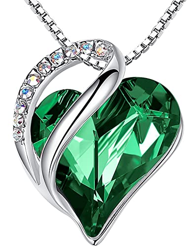 Emerald Green Infinity Heart Pendant Necklace for Women