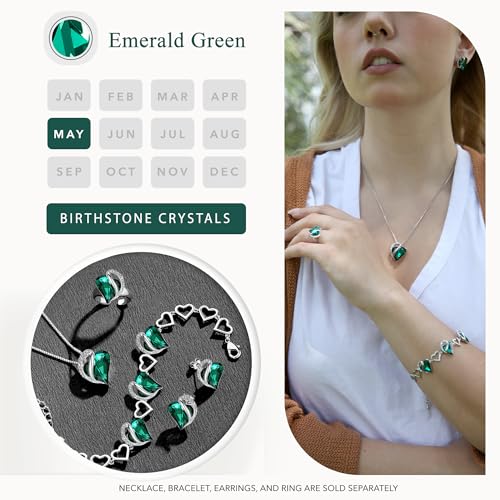 Emerald Green Infinity Heart Pendant Necklace for Women