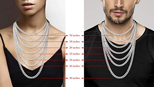 925 Sterling Silver 7mm Diamond Cuban Link Necklace