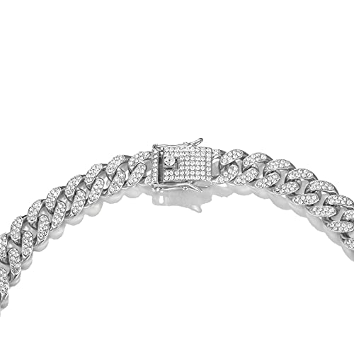 Mens Cuban Link Chain Gold Silver Plated Necklace