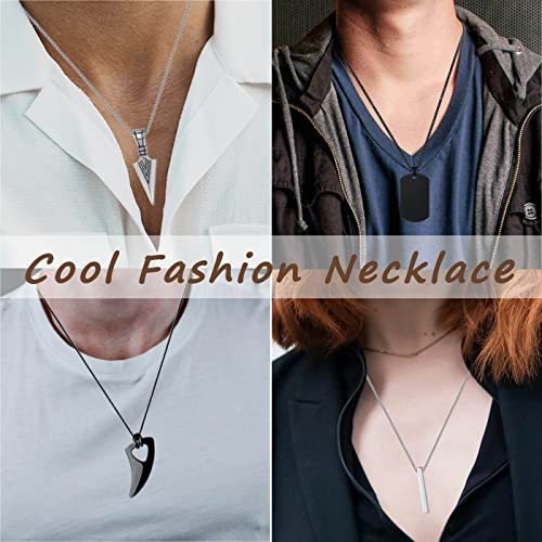 Men's Black and Silver Stainless Steel Cross Pendant Necklace