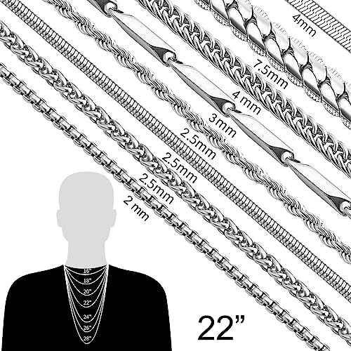 8PCs Stainless Steel Chain Necklace Set for Men Women