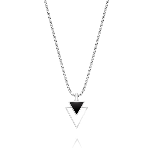 Black triangle pendant necklace for men - stylish gift