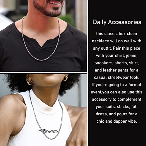 Stainless Steel Rolo Chain Necklace for Men Women