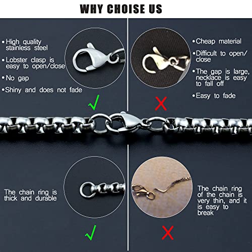 Stainless Steel Rolo Chain Necklace for Men Women