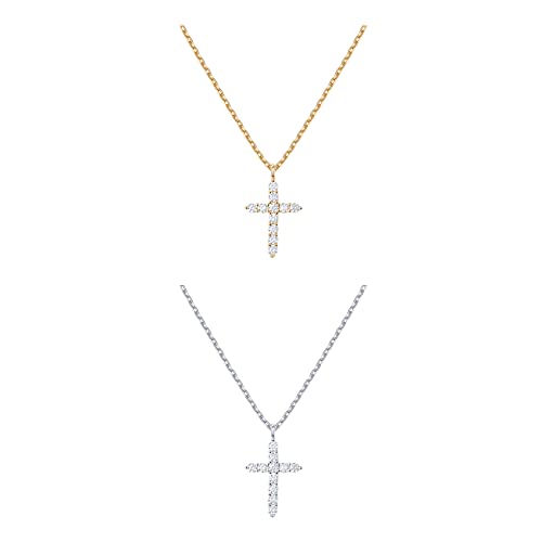 14K Gold Plated Faith Cross Pendant Necklaces Set